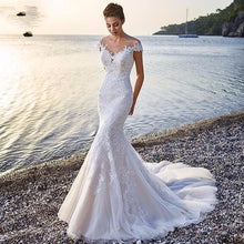 Princess Bride Mermaid Wedding Dress White Trailing Perspective Backless Lace Wedding Dress by Mirlaine Univers