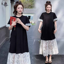 Fashionable Elegant Slimming Patchwork Lace Maternity Dress