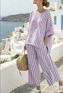 Summer Loose Casual All-Match V-Neck Ruffle-Sleeve Shirt Set