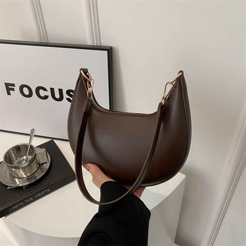 Niche Crescent New Simple All-Match Textured Shoulder Bag For Women