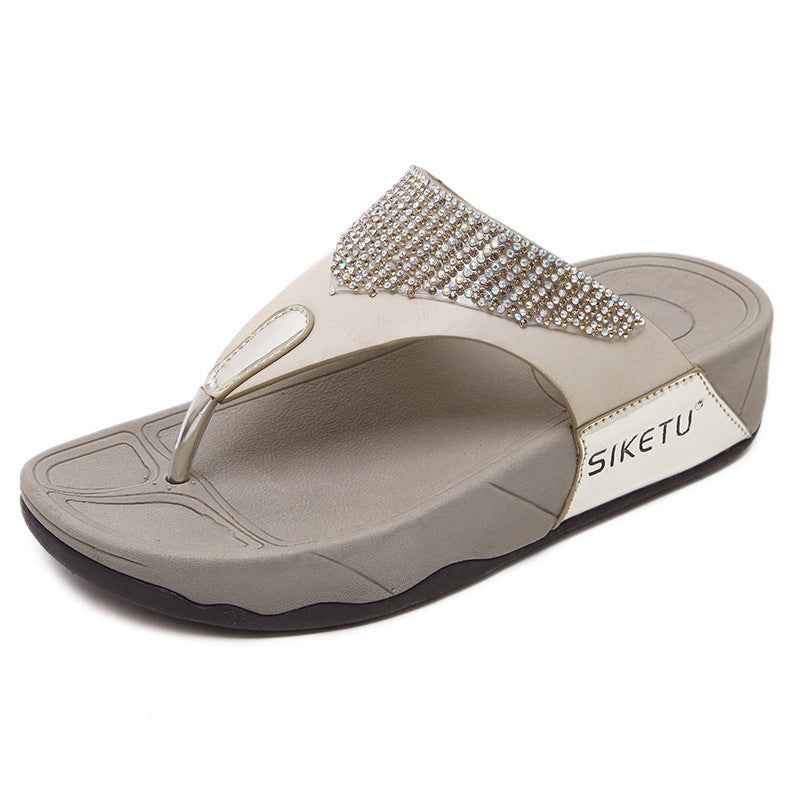 Sandals For Women Women's Sandals And Slippers With Rhinestone Thick Heel