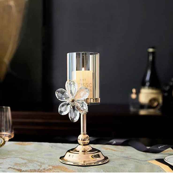 Crystal Petal Glass Candlestick Household Table Decorative Ornaments