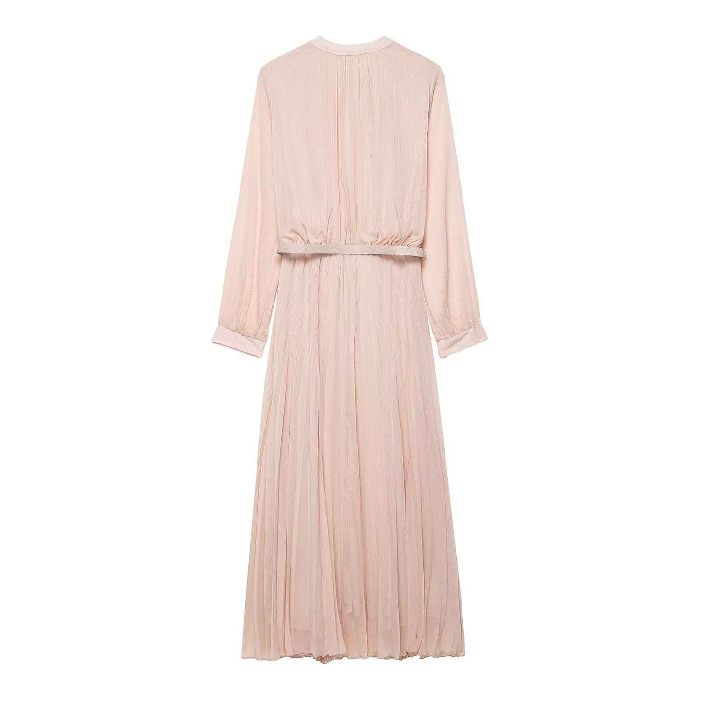Midi Dress With Belt And Pleats