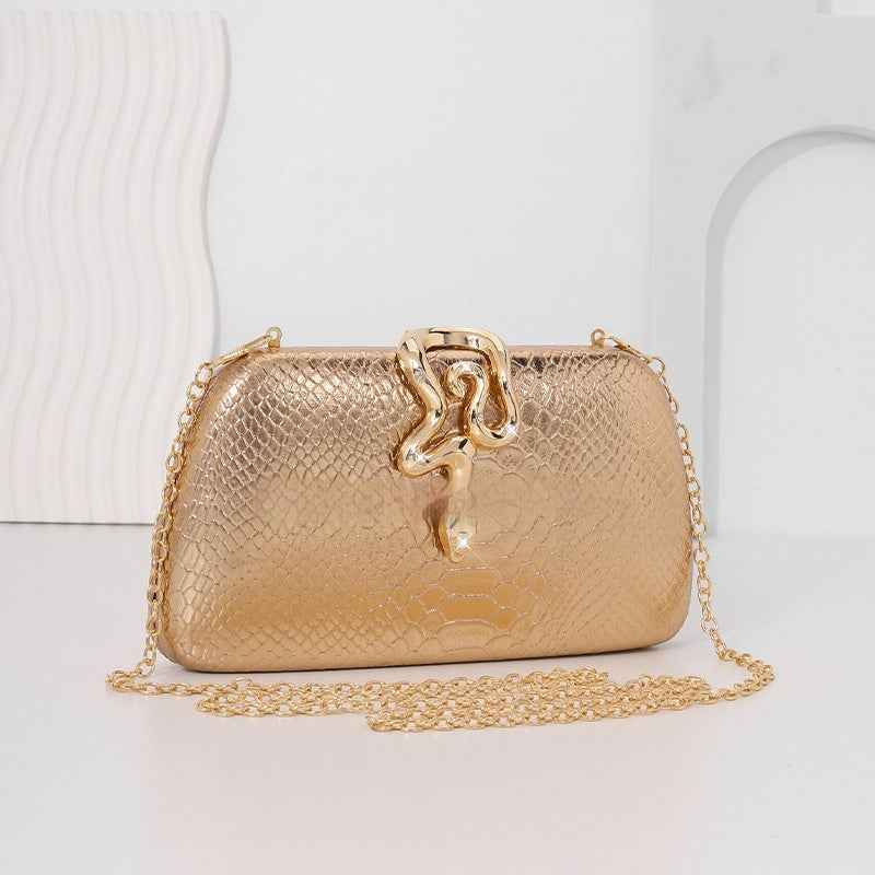 Womens Stylish Snake-Print Evening Tote With A Sophisticated European-American Flair