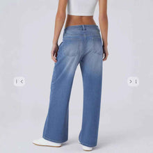 Women's Retro Washed Denim Wide-Leg Jeans With Multiple Textures