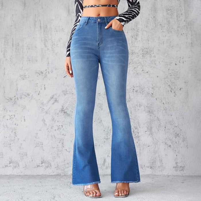 Jean évasé taille haute élégant pour femme
