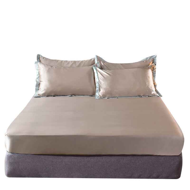 Popular Washed Silk Fitted Sheet Solid Color Home Textile Fitted Sheet