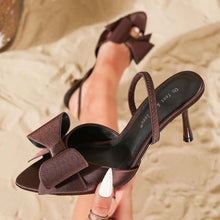 Bowknot Decoration Muller Stiletto Heels Pointed Toe Strap Sandals For Women