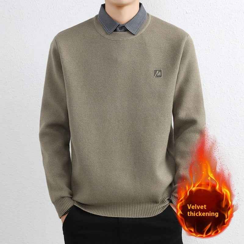 Simple Fake Two Pieces Sweaters Men