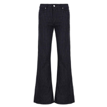 Womens Striped Contrasting Low-Waist Straight Jeans