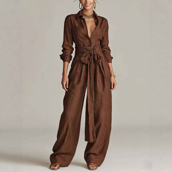 Solid-color High-waisted Short-sleeve Pants Fashion Casual Set
