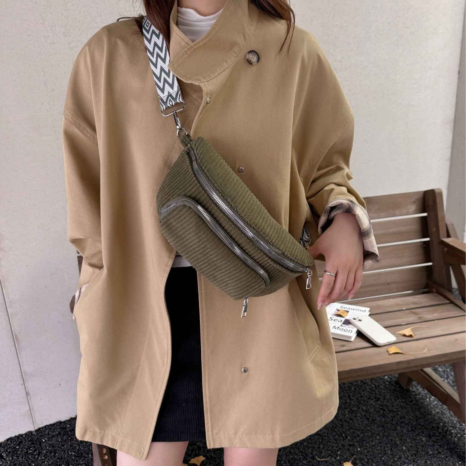 Stylish Corduroy Casual Minimalist Lightweight Crossbody Bag For Women