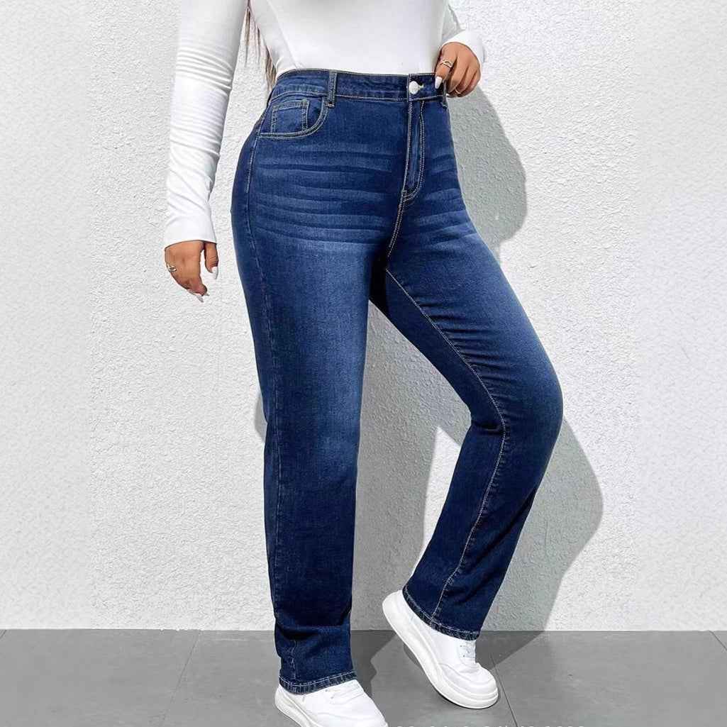 Women's Stretch Denim Straight-leg Pants