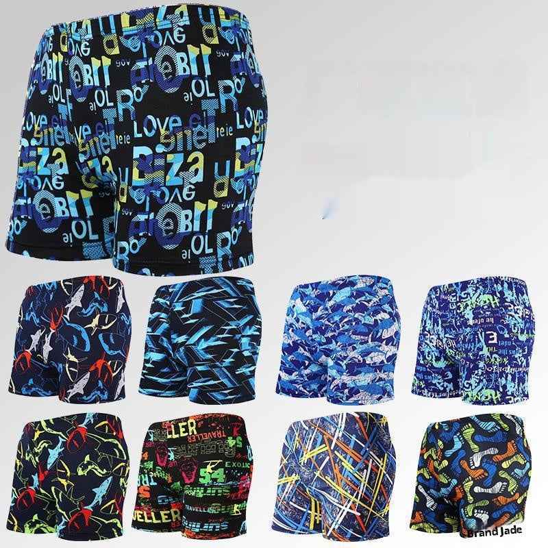 Printed Adult Swimming Trunks Men's Plus Size Boxer Beach Shorts