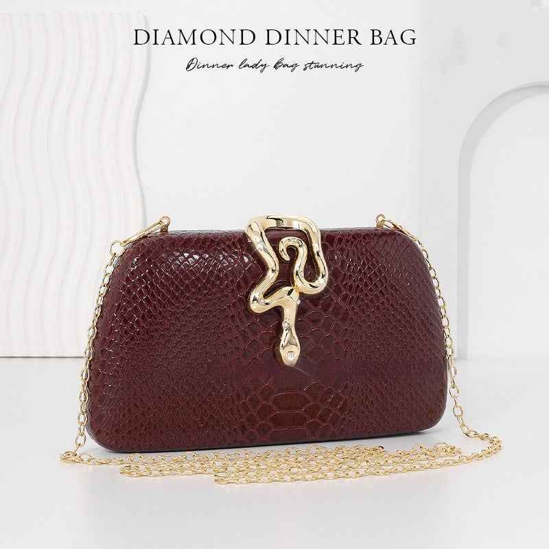 Womens Stylish Snake-Print Evening Tote With A Sophisticated European-American Flair