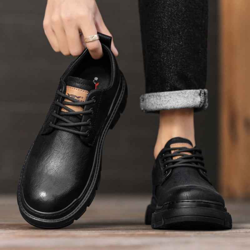 Men's Autumn Black Soft End Business Leather Men's Shoes Outdoor British