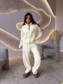 Womens Long-Sleeve Zip-Up Jacket And Sweatpants Two-Piece Set