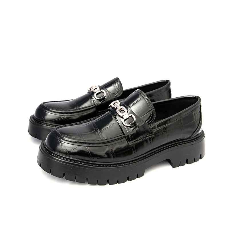 Autumn Men's Fashion Platform Increased Plus Size Crocodile Pattern Loafers