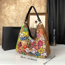 Womens Large-Capacity Bag Made From Color-Blocked First-Layer Cowhide Leather