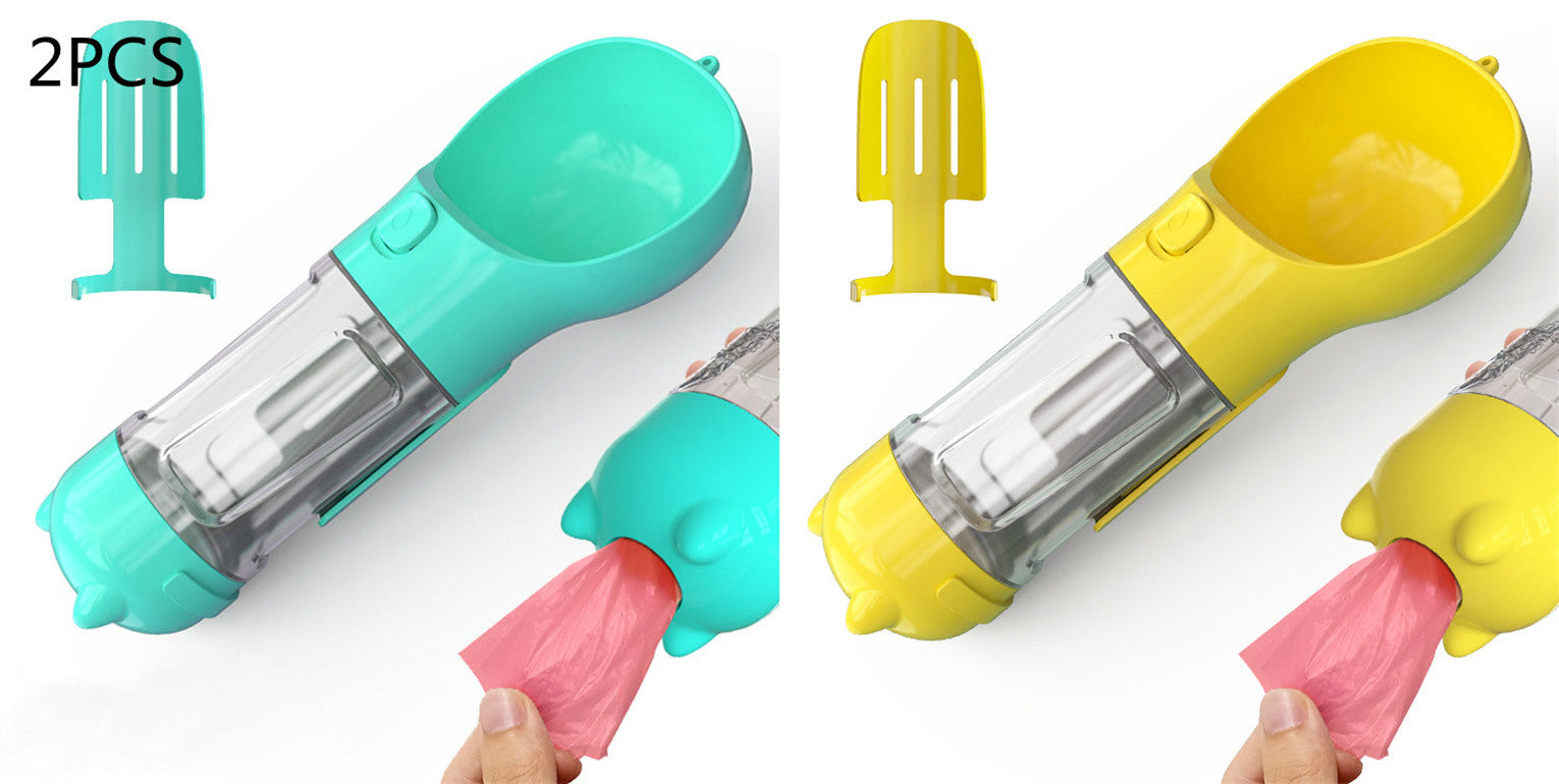 Pet Water Bottle Feeder Bowl Garbage Bag Storage Portable Pet Outdoor Travel 3 In 1 Dog Water Bottle by Mirlaine Univers
