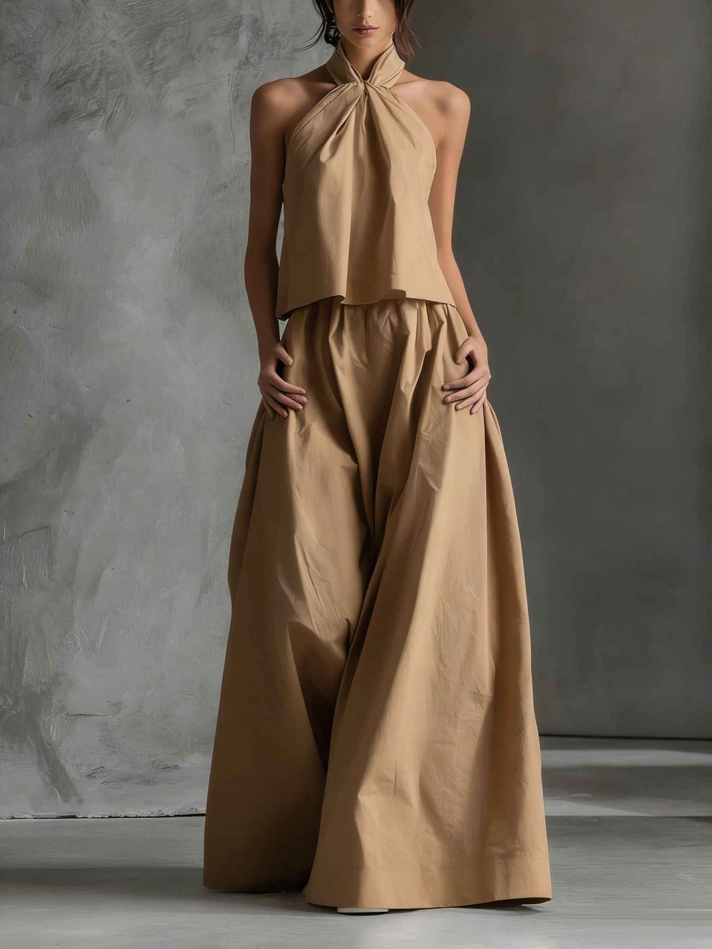 Loose-fitting Sleeveless Top And Wide-leg Pants Two-piece Set