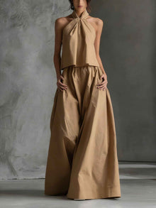 Loose-fitting Sleeveless Top And Wide-leg Pants Two-piece Set