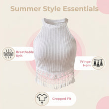 Elegant Tassel Crop Top For Women Spring And Summer Slim Fit