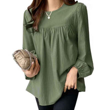 Womens Solid Color Loose Round Neck Plus Size Shirt