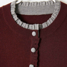 Ribbed Trim Contrast-Colored Crew-Neck Knit Sweater Womens Long Sleeve