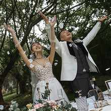 Lace V-neck Summer Couple Photo Shoot Travel Wedding Dress by Mirlaine Univers