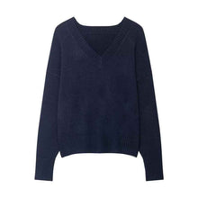 Pure And Alluring Sweater Womens AutumnWinter Long-Sleeve Soft V-Neck Knit Top
