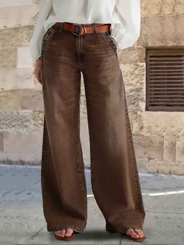Womens Stylish Relaxed-fit Wide-leg Casual Jeans