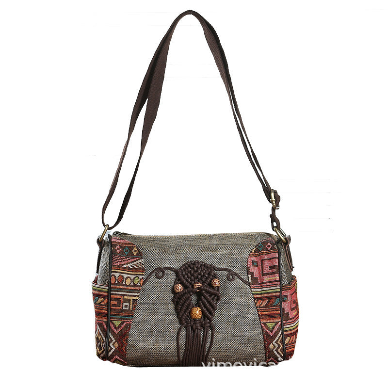 Vintage Canvas Crossbody Bag In Chinese Style by Mirlaine Univers