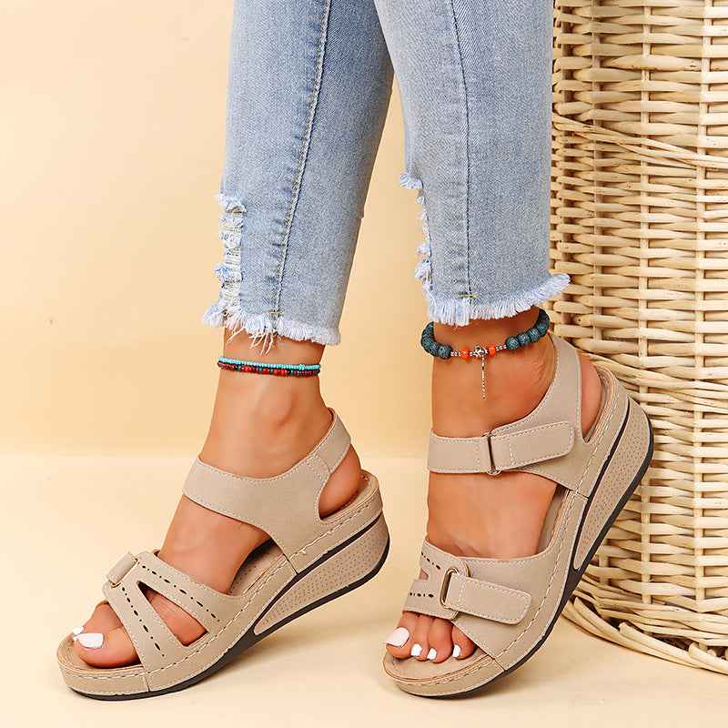 Wedge Sandals Summer Velcro Platform Shoes Women