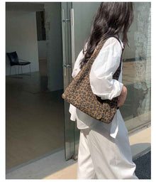 High-End Leopard-Print Design Tote Bag Large-Capacity Casual Shoulder Bag