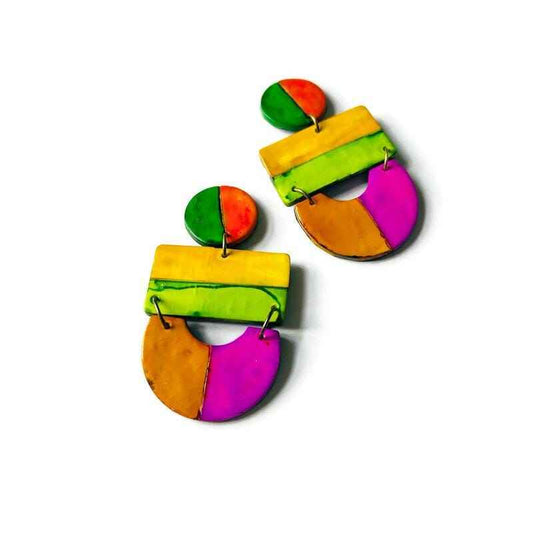 Striped Clip On Earrings Handmade